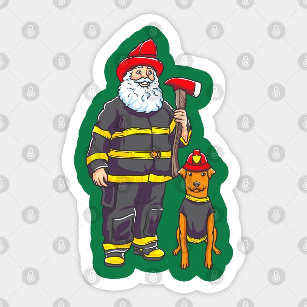 Firefighter Santa Fireman Merry Christmas Sticker by E